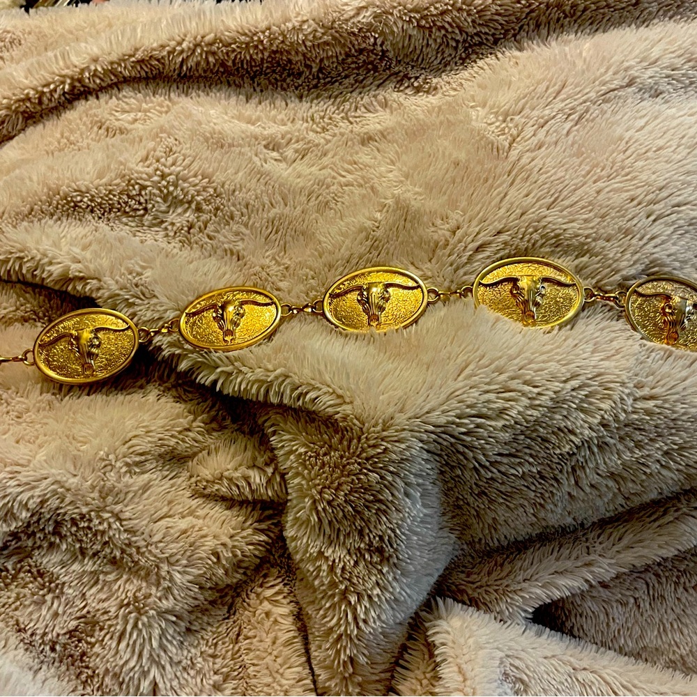 Gold-toned western cow belt